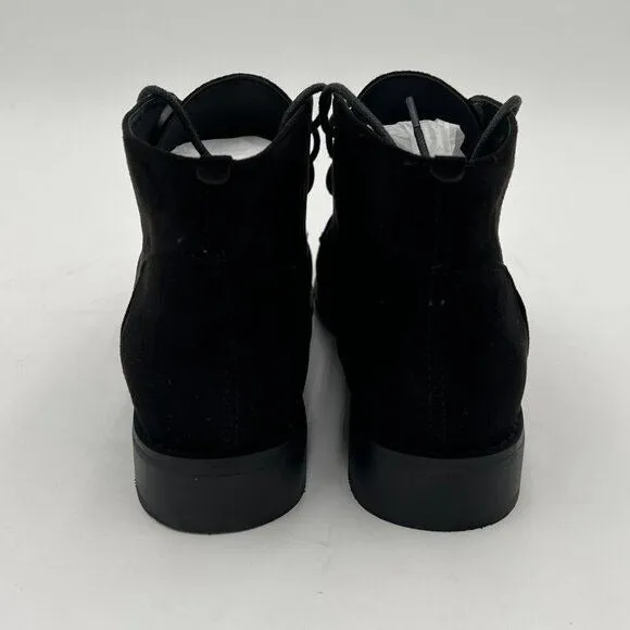 YDN Black Trendy Low Heel Pointed Toe Lace Up Chukka Ankle Boots ess Shoes