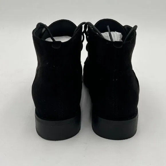 YDN Black Trendy Low Heel Pointed Toe Lace Up Chukka Ankle Boots ess Shoes