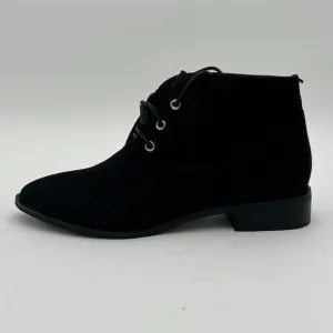YDN Black Trendy Low Heel Pointed Toe Lace Up Chukka Ankle Boots ess Shoes