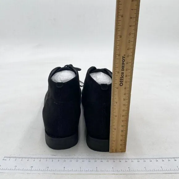 YDN Black Trendy Low Heel Pointed Toe Lace Up Chukka Ankle Boots Flats Fall Shoe