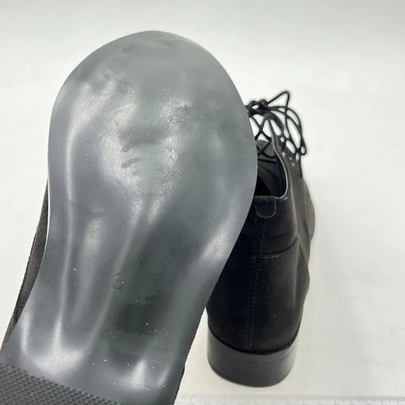YDN Black Trendy Low Heel Pointed Toe Lace Up Chukka Ankle Boots Flats Fall Shoe