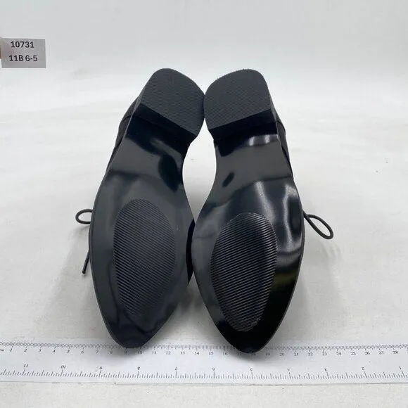 YDN Black Trendy Low Heel Pointed Toe Lace Up Chukka Ankle Boots Flats Fall Shoe