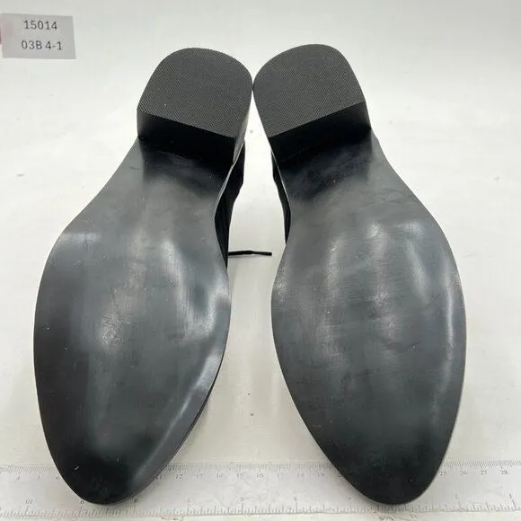 YDN Black Trendy Low Heel Pointed Toe Lace Up Chukka Ankle Boots Flats Fall Shoe