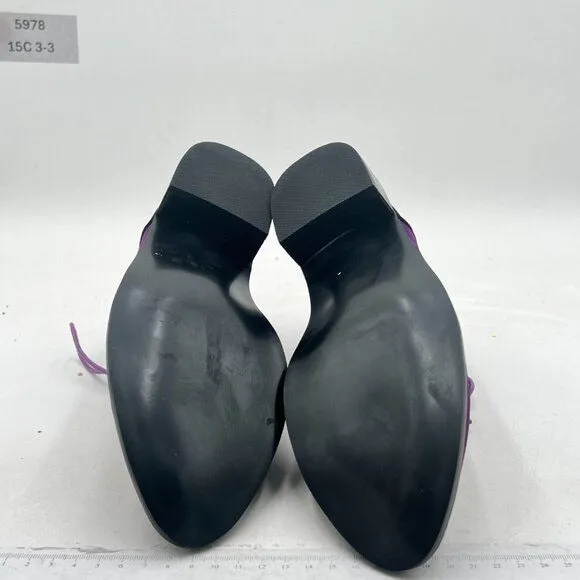 YDN Dark Purple Low Heel Pointed Toe Lace Up Chukka Ankle Boots Fall Winter Shoe