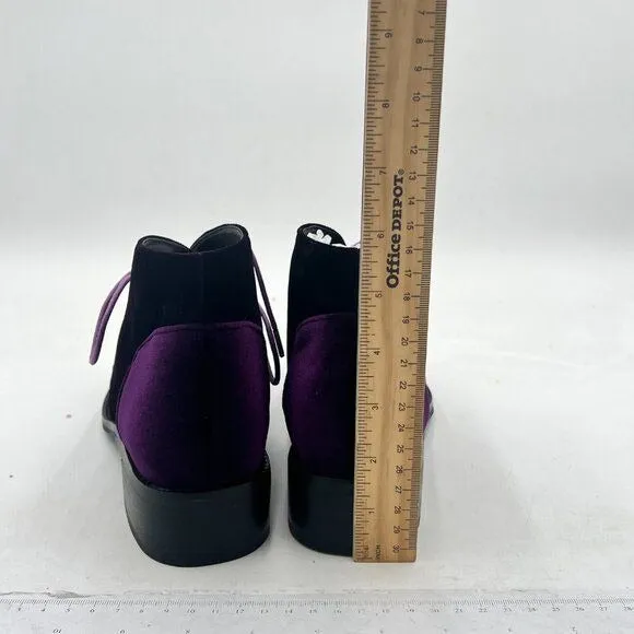 YDN Dark Purple Low Heel Pointed Toe Lace Up Chukka Ankle Boots Fall Winter Shoe
