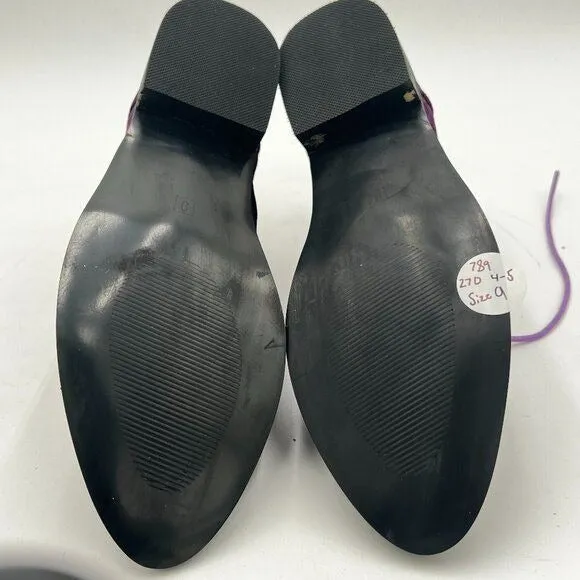 YDN Dark Purple Low Heel Pointed Toe Lace Up Chukka Ankle Boots Flats Fall Winte
