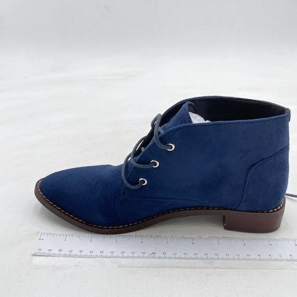 YDN Navy Low Heel Pointed Toe Lace Up Chukka Ankle Boots Fall Winter Dress Shoes