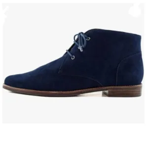 YDN Navy Trendy Low Heel Pointed Toe Lace Up Chukka Ankle Boots Flats Fall Shoe