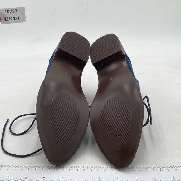 YDN Navy Trendy Low Heel Pointed Toe Lace Up Chukka Ankle Boots Flats Fall Shoe