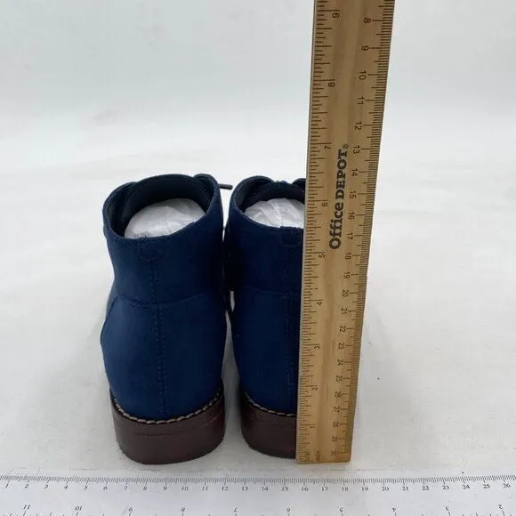 YDN Navy Trendy Low Heel Pointed Toe Lace Up Chukka Ankle Boots Flats Fall Shoe