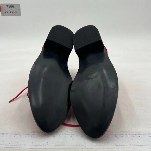 YDN Red Low Heel Pointed Toe Lace Up Chukka Ankle Boots Fall Winter Dress Shoes