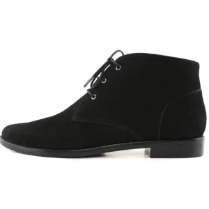 YDN Women Trendy Low Heel Pointed Toe Lace Up Chukka Ankle Boots Black Shoes