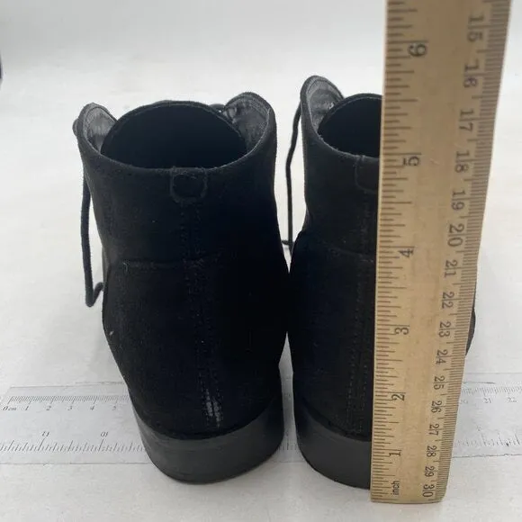 YDN Women Trendy Low Heel Pointed Toe Lace Up Chukka Ankle Boots Black Shoes