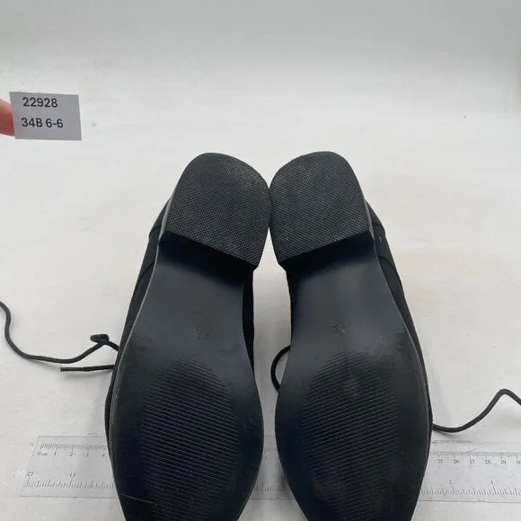 YDN Women Trendy Low Heel Pointed Toe Lace Up Chukka Ankle Boots Black Shoes