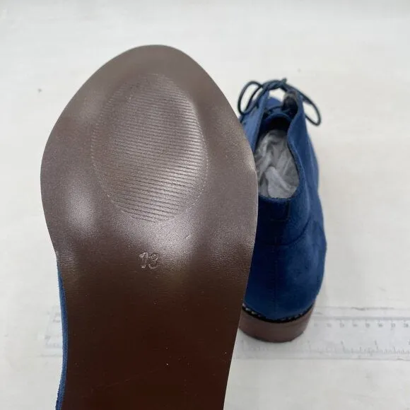 YDN Women Trendy Low Heel Pointed Toe Lace Up Chukka Ankle Boots Flats Blue Shoe