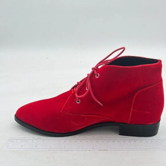 YDN Women Trendy Low Heel Pointed Toe Lace Up Chukka Ankle Boots Flats Fall Wint