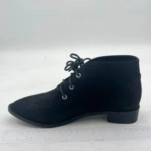 YDN Women Trendy Low Heel Pointed Toe Lace Up Chukka Ankle Boots Flats Fall Wint