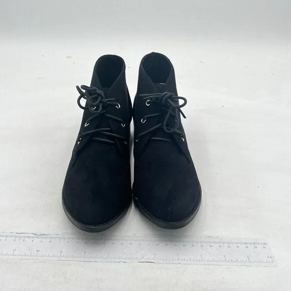 YDN Women Trendy Low Heel Pointed Toe Lace Up Chukka Ankle Boots Flats Fall Wint