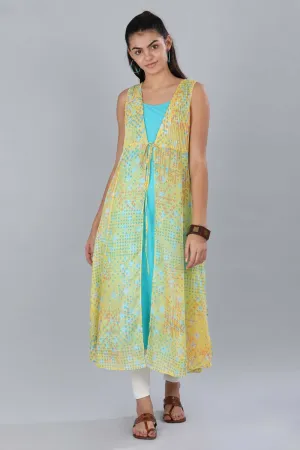 Yellow Printed Gillet
