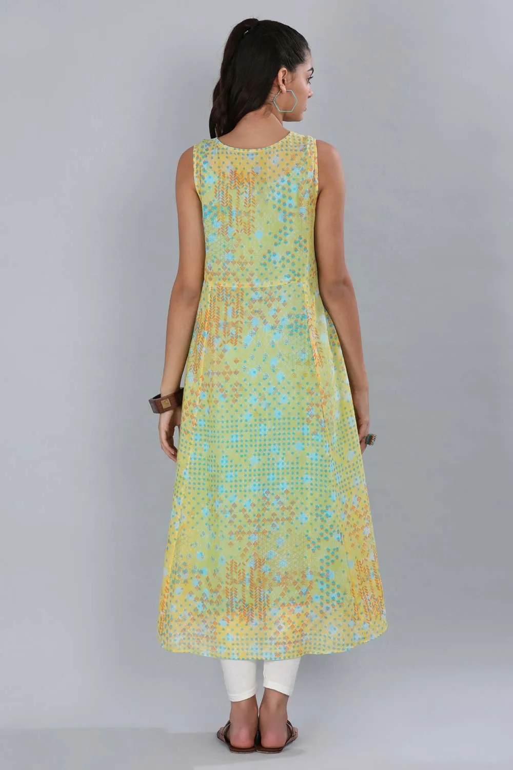 Yellow Printed Gillet