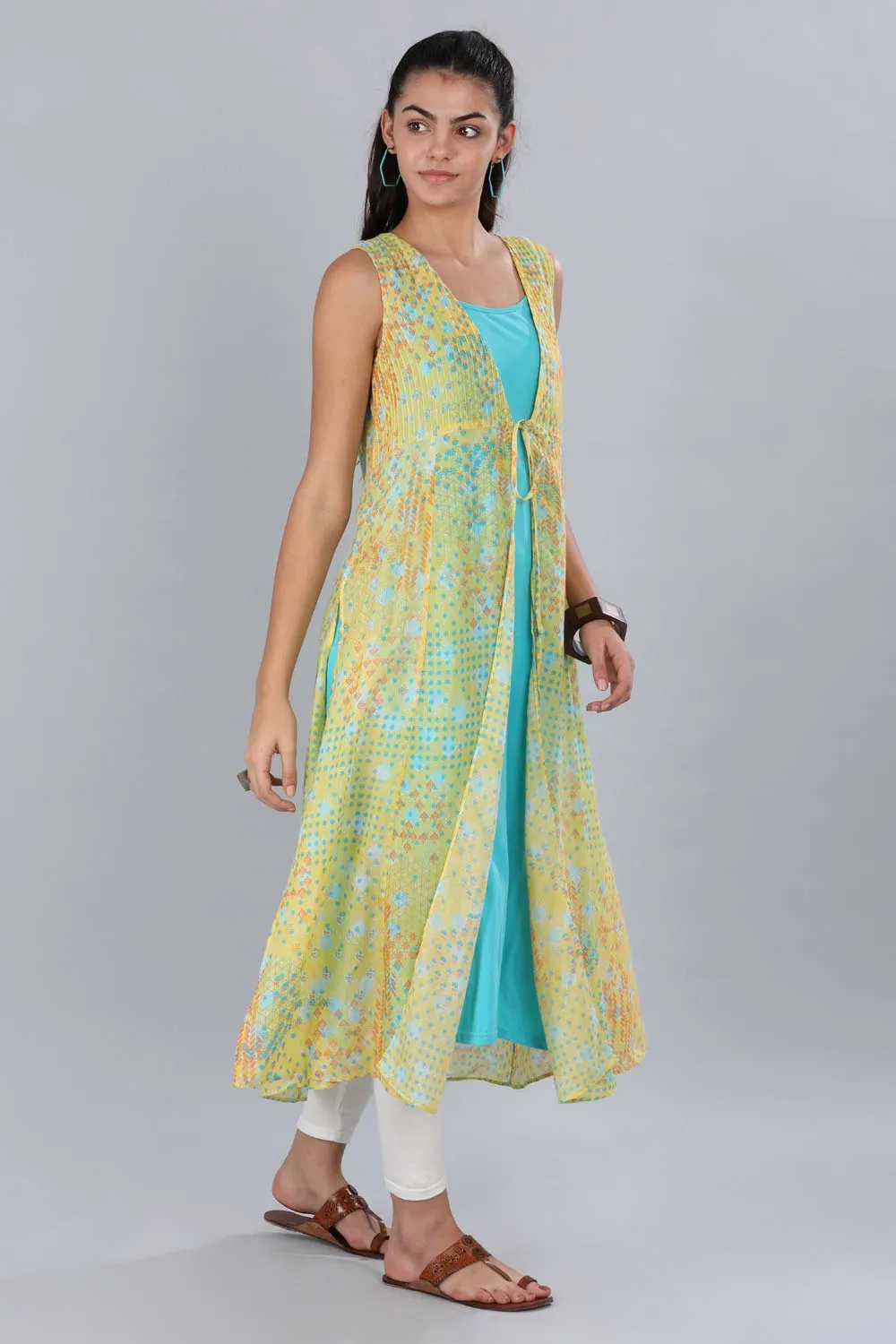 Yellow Printed Gillet